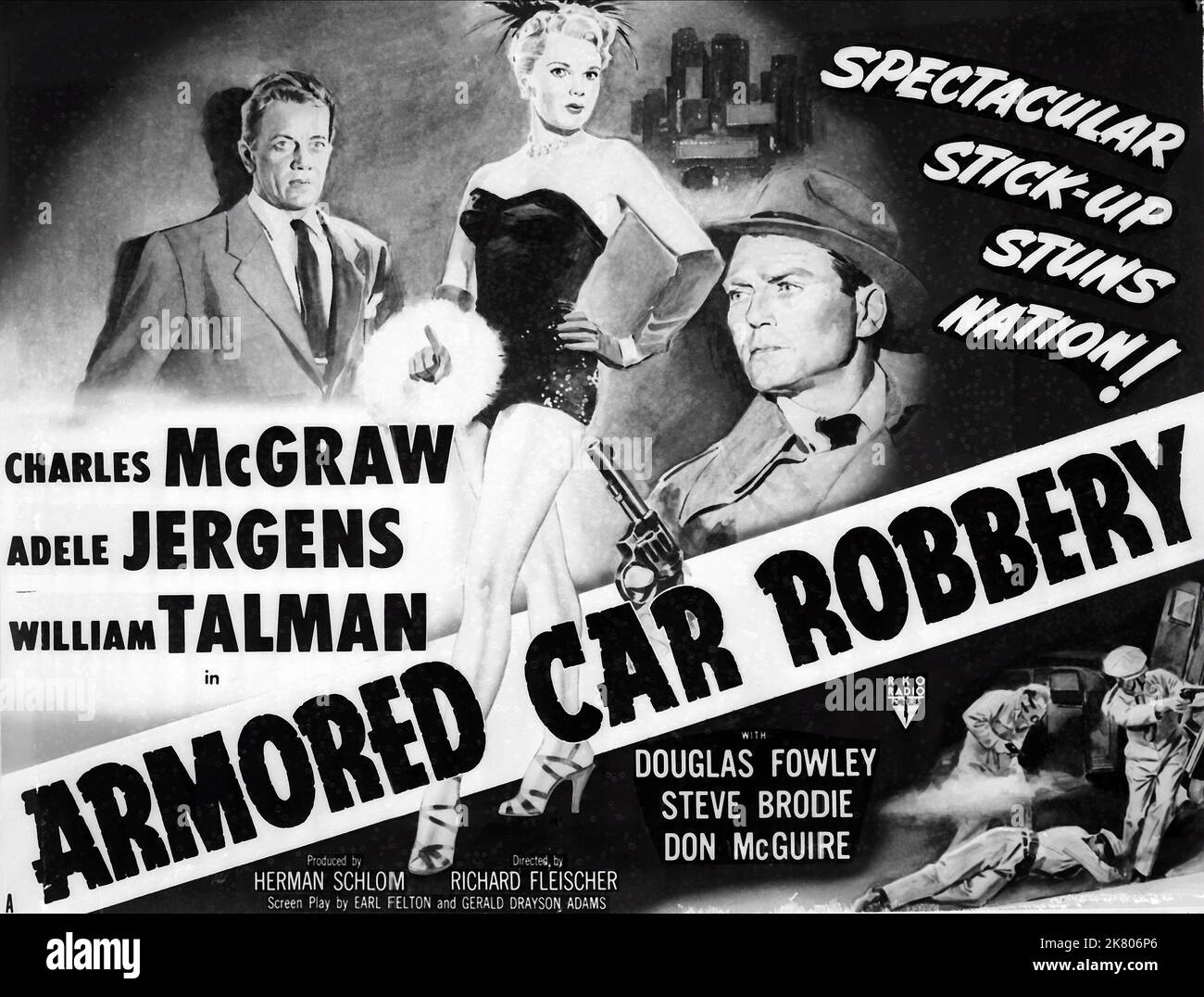 Movie Poster Film: Armored Car Robbery; Armoured Car Robbery (1950)   Director: Richard Fleischer 08 June 1950   **WARNING** This Photograph is for editorial use only and is the copyright of RKO RADIO PICTURES and/or the Photographer assigned by the Film or Production Company and can only be reproduced by publications in conjunction with the promotion of the above Film. A Mandatory Credit To RKO RADIO PICTURES is required. The Photographer should also be credited when known. No commercial use can be granted without written authority from the Film Company. Stock Photo