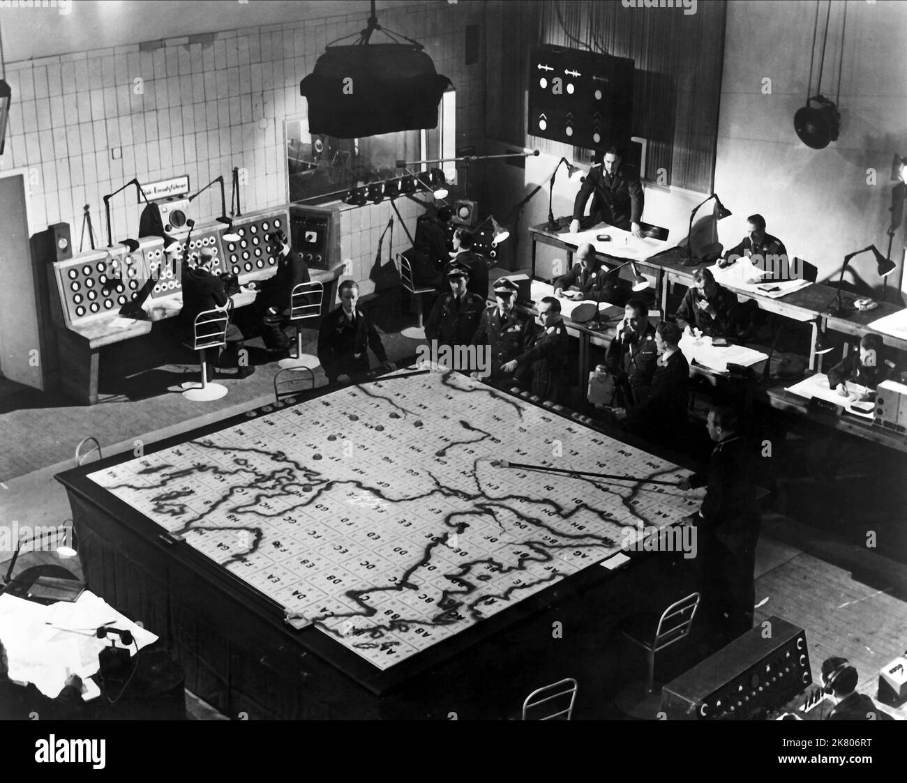 Operations Room Film: Appointment In London; Raiders In The Sky (UK 1953)   Director: Philip Leacock 17 February 1953   **WARNING** This Photograph is for editorial use only and is the copyright of BRITISH LION FILM and/or the Photographer assigned by the Film or Production Company and can only be reproduced by publications in conjunction with the promotion of the above Film. A Mandatory Credit To BRITISH LION FILM is required. The Photographer should also be credited when known. No commercial use can be granted without written authority from the Film Company. Stock Photo