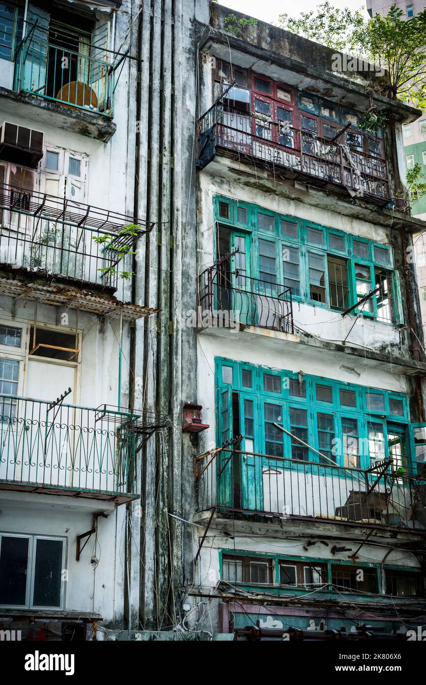 The upper floors of a derelict (and now under restoration) 'tong lau