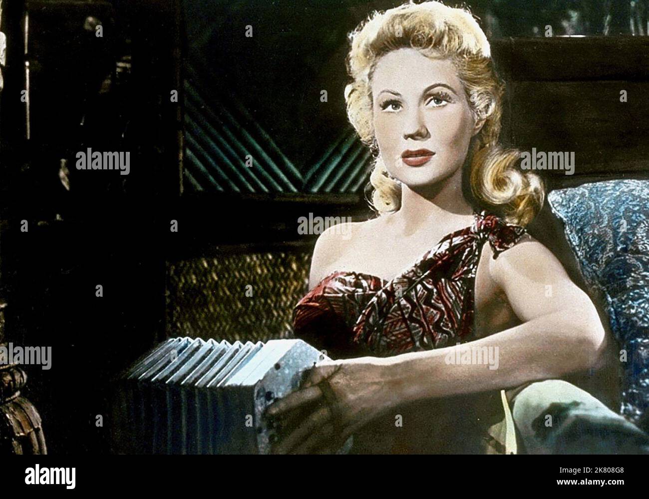 Virginia Mayo Film: Pearl Of The South Pacific (1959) Characters: Rita Delaine  Director: Allan Dwan 16 September 1955   **WARNING** This Photograph is for editorial use only and is the copyright of RKO and/or the Photographer assigned by the Film or Production Company and can only be reproduced by publications in conjunction with the promotion of the above Film. A Mandatory Credit To RKO is required. The Photographer should also be credited when known. No commercial use can be granted without written authority from the Film Company. Stock Photo