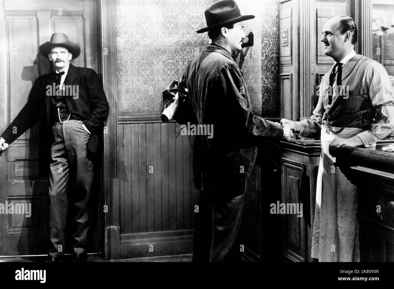 Millard Mitchell, Gregory Peck & Karl Malden Film: The Gunfighter (1952) Characters: Marshal Mark Strett,Jimmy Ringo & Mac  Director: Henry King 23 June 1950   **WARNING** This Photograph is for editorial use only and is the copyright of 20 CENTURY FOX and/or the Photographer assigned by the Film or Production Company and can only be reproduced by publications in conjunction with the promotion of the above Film. A Mandatory Credit To 20 CENTURY FOX is required. The Photographer should also be credited when known. No commercial use can be granted without written authority from the Film Company. Stock Photo