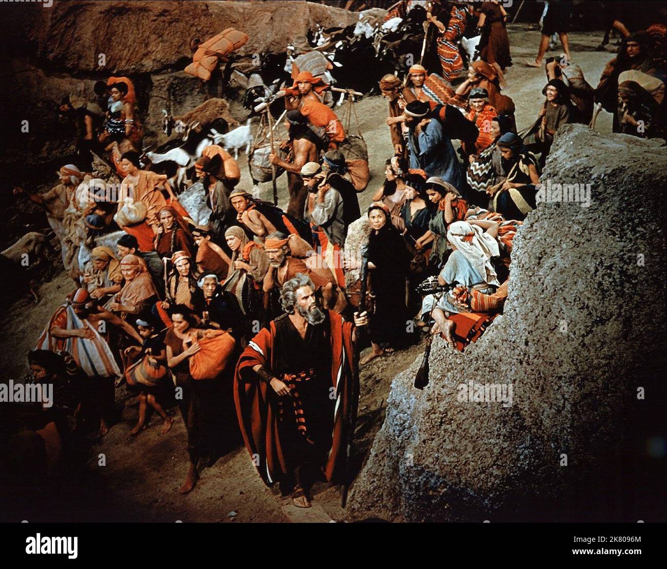 Charlton Heston Film: The Ten Commandments (USA 1956) Characters: Moses  Director: Cecil B. Demille 05 October 1956   **WARNING** This Photograph is for editorial use only and is the copyright of UNIVERSAL and/or the Photographer assigned by the Film or Production Company and can only be reproduced by publications in conjunction with the promotion of the above Film. A Mandatory Credit To UNIVERSAL is required. The Photographer should also be credited when known. No commercial use can be granted without written authority from the Film Company. Stock Photo