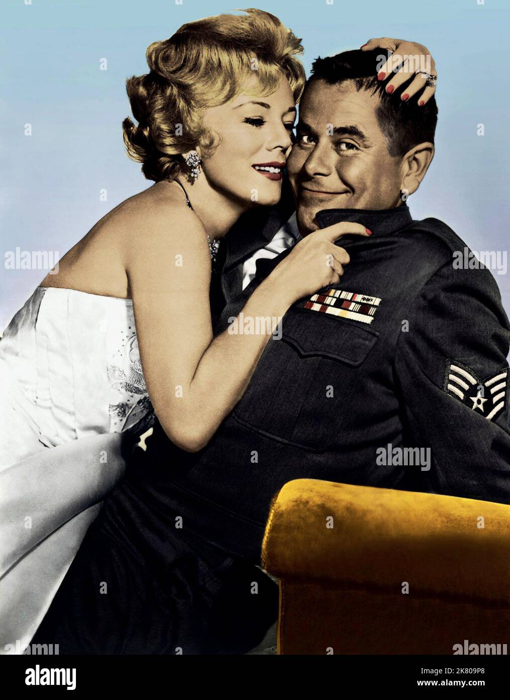 Debbie Reynolds & Glenn Ford Film: It Started With A Kiss (USA 1959) Characters: Maggie Putnam & Sgt. Joe Fitzpatrick  Director: George Marshall 19 August 1959   **WARNING** This Photograph is for editorial use only and is the copyright of MGM and/or the Photographer assigned by the Film or Production Company and can only be reproduced by publications in conjunction with the promotion of the above Film. A Mandatory Credit To MGM is required. The Photographer should also be credited when known. No commercial use can be granted without written authority from the Film Company. Stock Photo