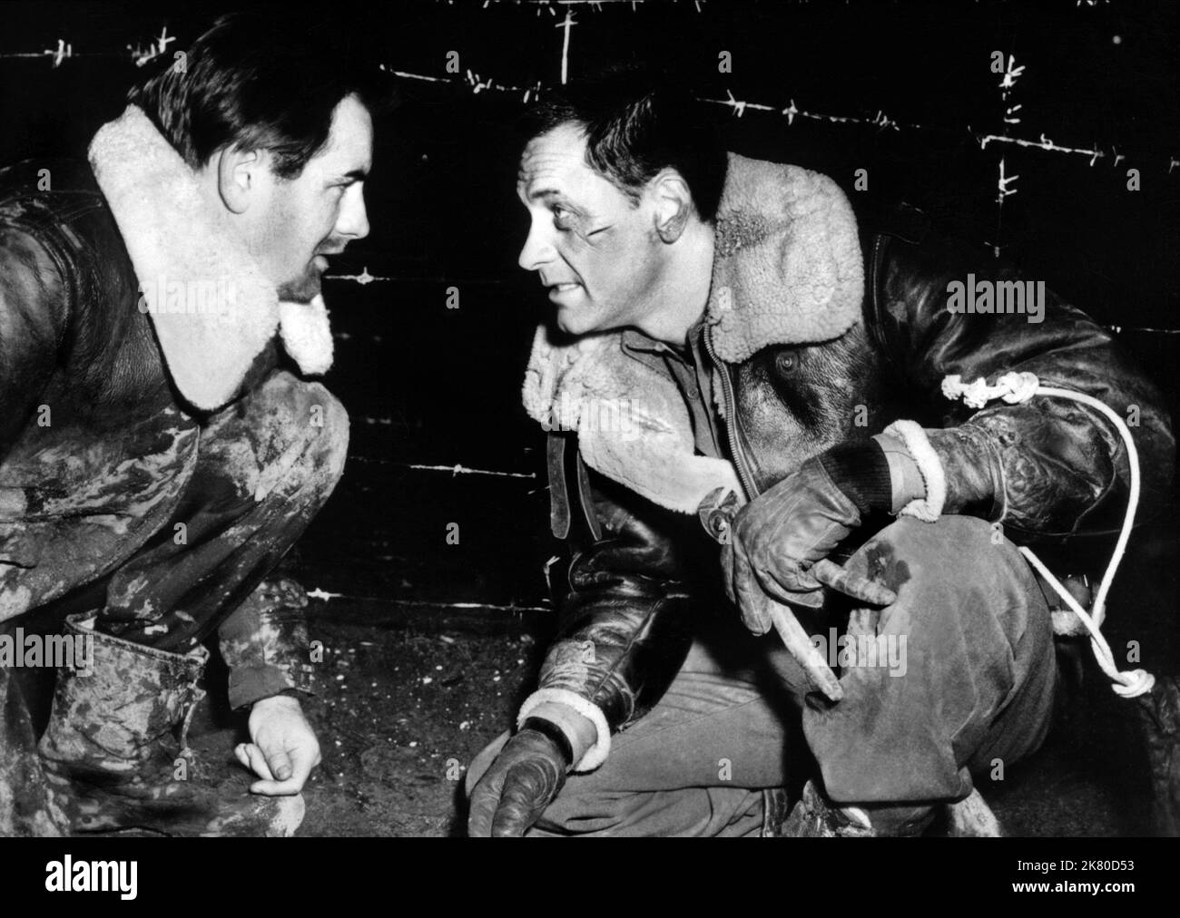 Don Taylor & William Holden Film: Stalag 17 (USA 1953) Characters: Lt. James Dunbar, Sgt. J.J. Sefton  Director: Billy Wilder 29 May 1953   **WARNING** This Photograph is for editorial use only and is the copyright of PARAMOUNT and/or the Photographer assigned by the Film or Production Company and can only be reproduced by publications in conjunction with the promotion of the above Film. A Mandatory Credit To PARAMOUNT is required. The Photographer should also be credited when known. No commercial use can be granted without written authority from the Film Company. Stock Photo