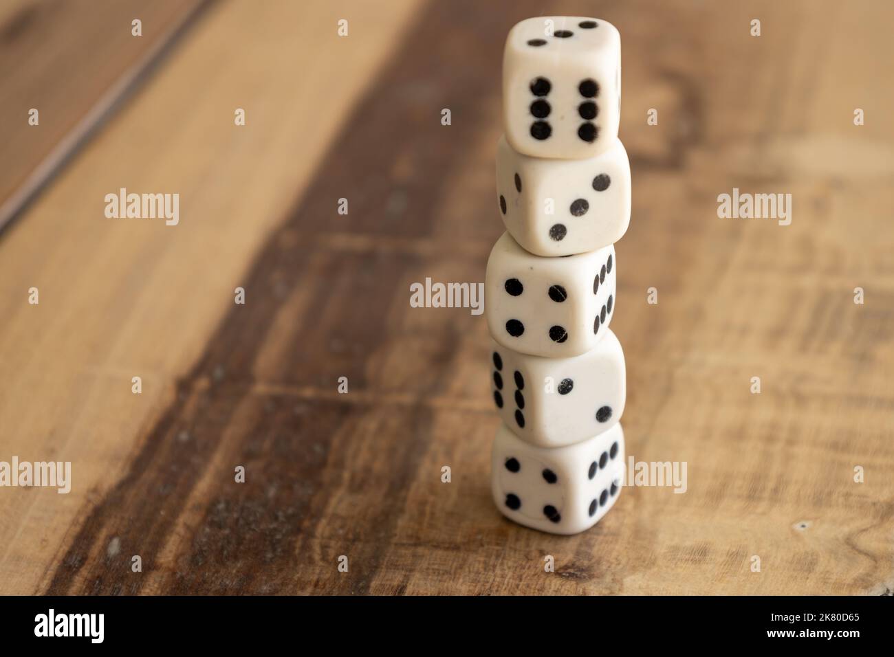Numbered plastic pieces. Board game called dice Stock Photo Alamy