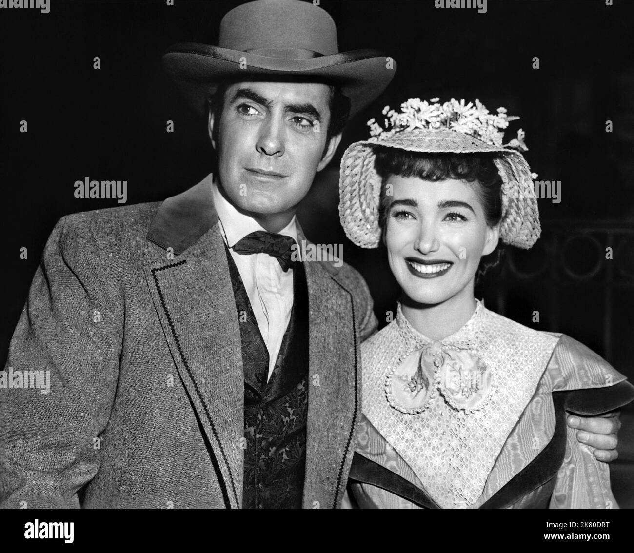 Tyrone Power & Julie Adams Film: The Mississippi Gambler (1953) Characters: Mark Fallon, Ann Conant (as Julia Adams)  Director: Rudolph Mate 13 January 1953   **WARNING** This Photograph is for editorial use only and is the copyright of UNIVERSAL and/or the Photographer assigned by the Film or Production Company and can only be reproduced by publications in conjunction with the promotion of the above Film. A Mandatory Credit To UNIVERSAL is required. The Photographer should also be credited when known. No commercial use can be granted without written authority from the Film Company. Stock Photo