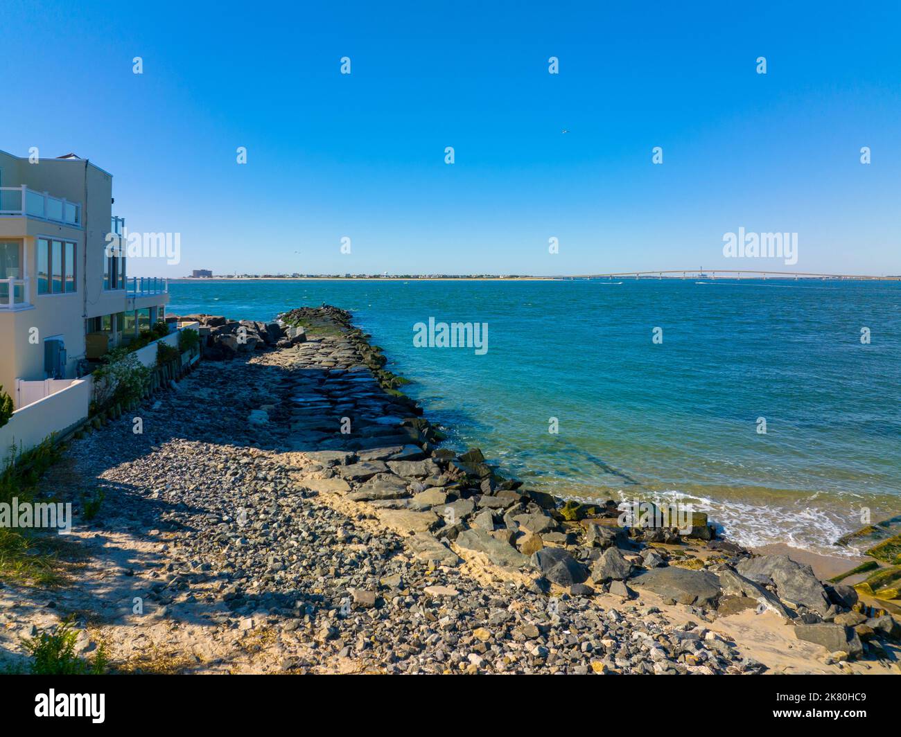 Longport Point aerial view with Ocean City across Great Egg Harbor at