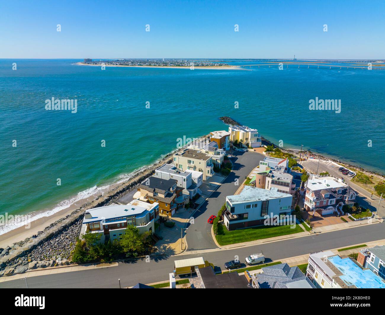 Longport Point aerial view with Ocean City across Great Egg Harbor at