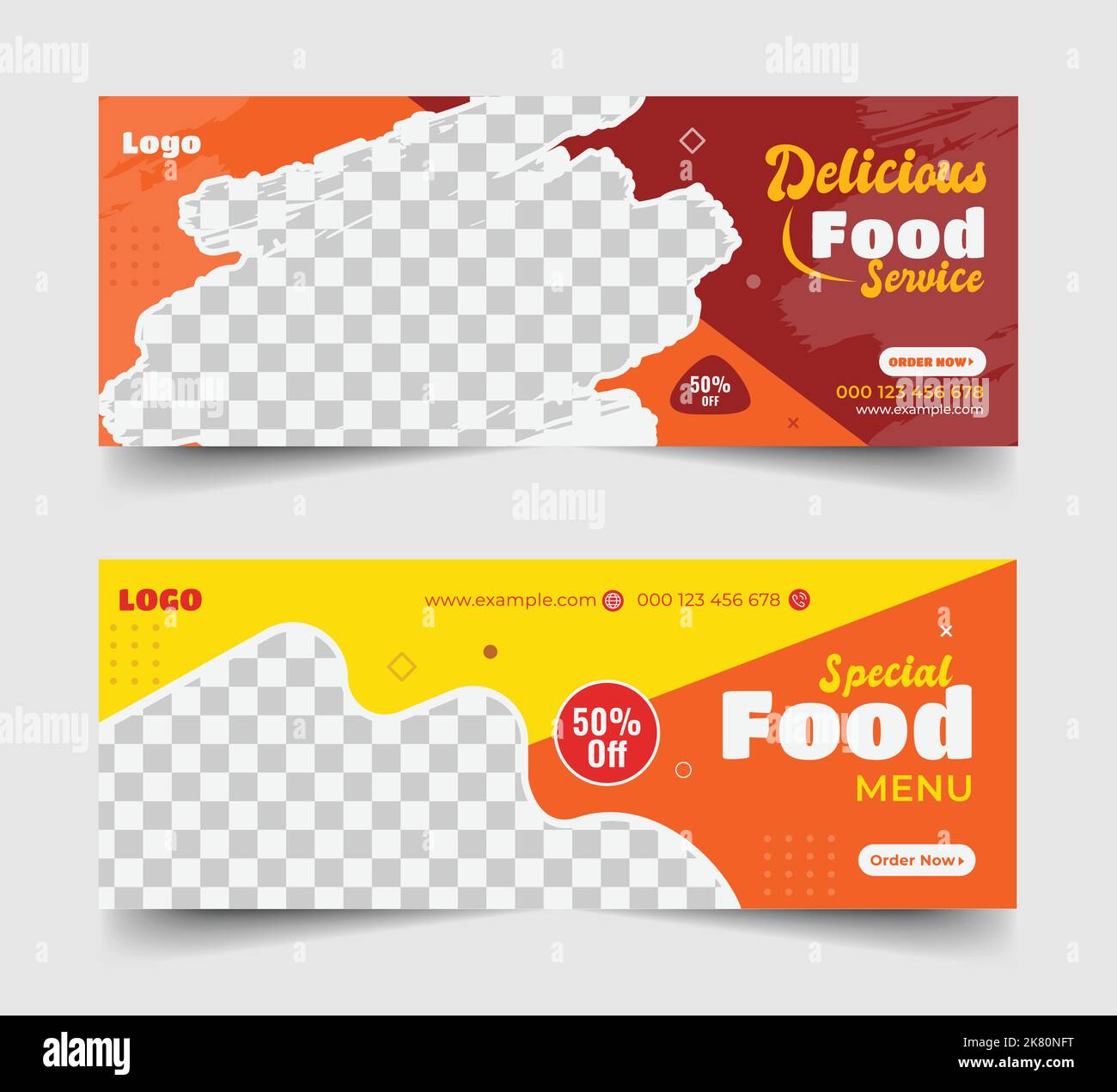 Food social media banner cover page design Stock Vector