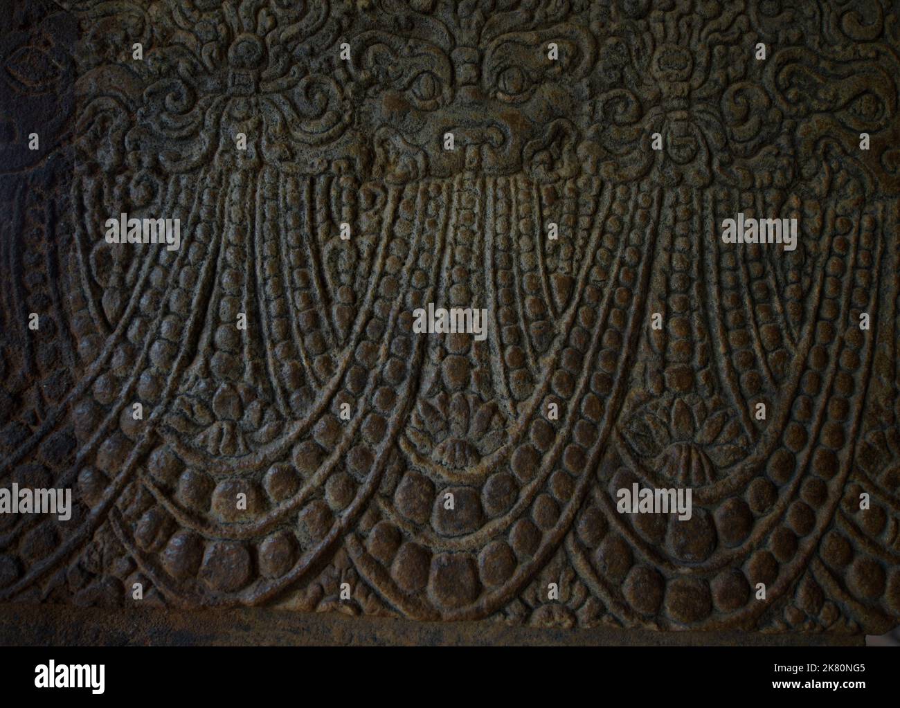 Carving on stone. Badami, Karnataka, India. Stock Photo