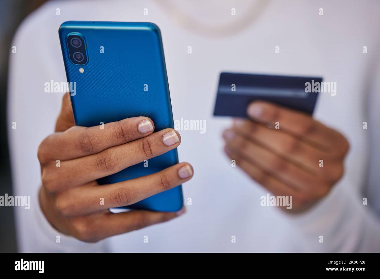 Finance, credit card and payment with phone and woman check for online