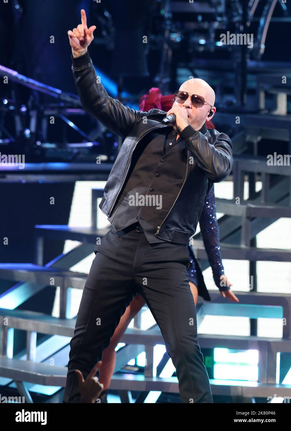 HOLLYWOOD, FL OCT19 Pitbull performs during the Can’t Stop Us Now