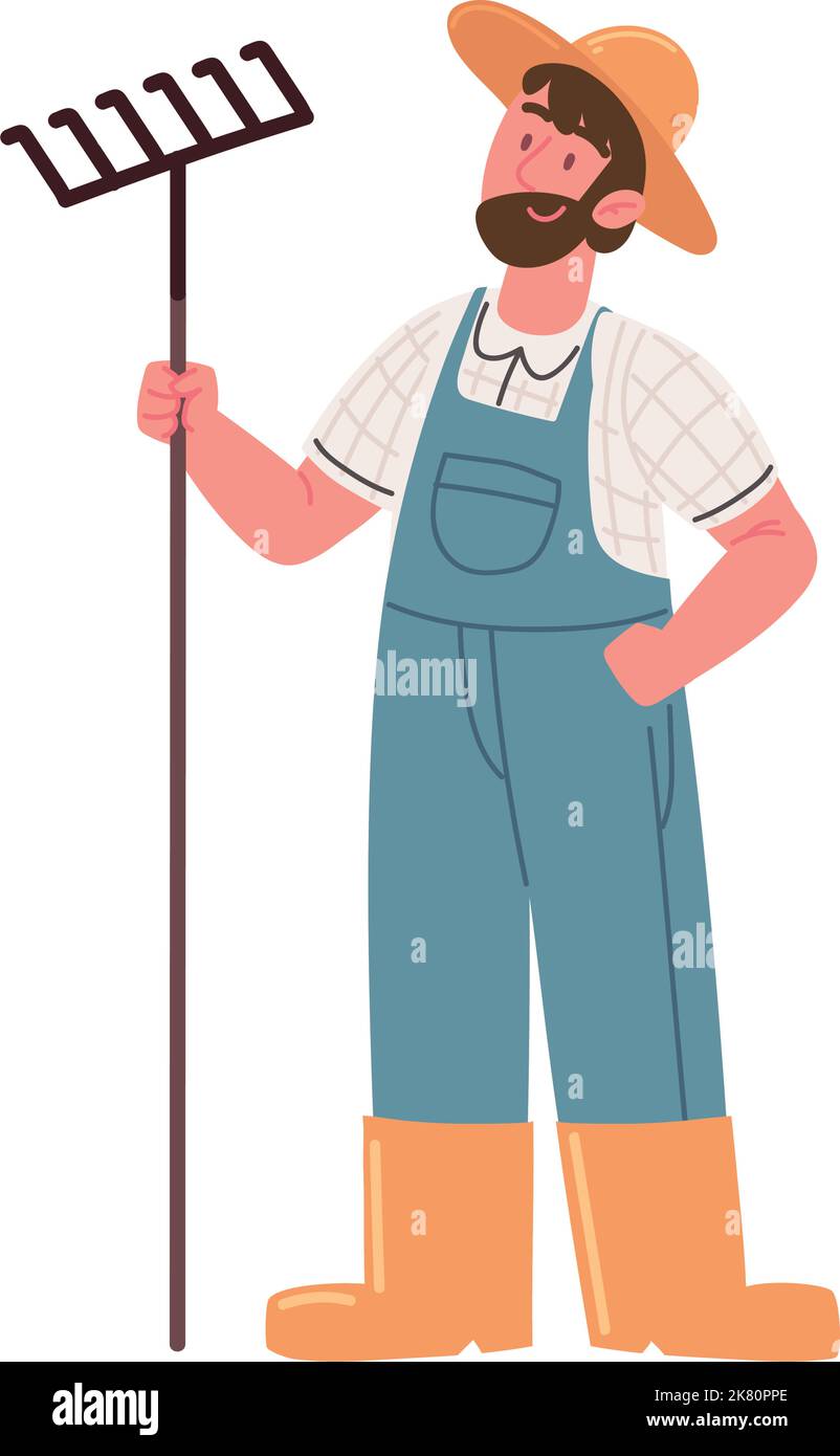 farmer male with pitchfork Stock Vector Image & Art - Alamy