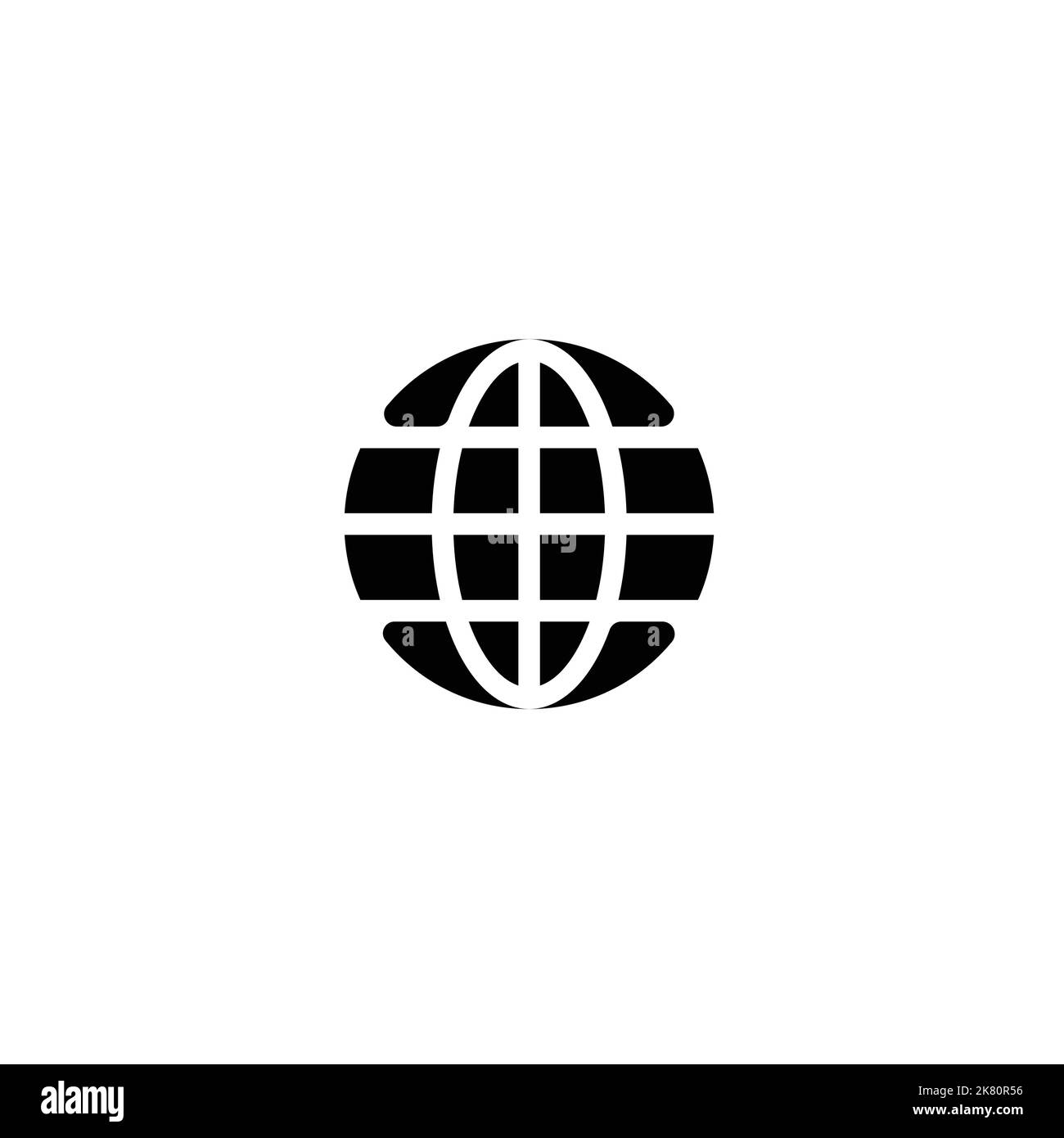 black single round globe icon, logo type for app, websites. on white isolated background. Stock Vector