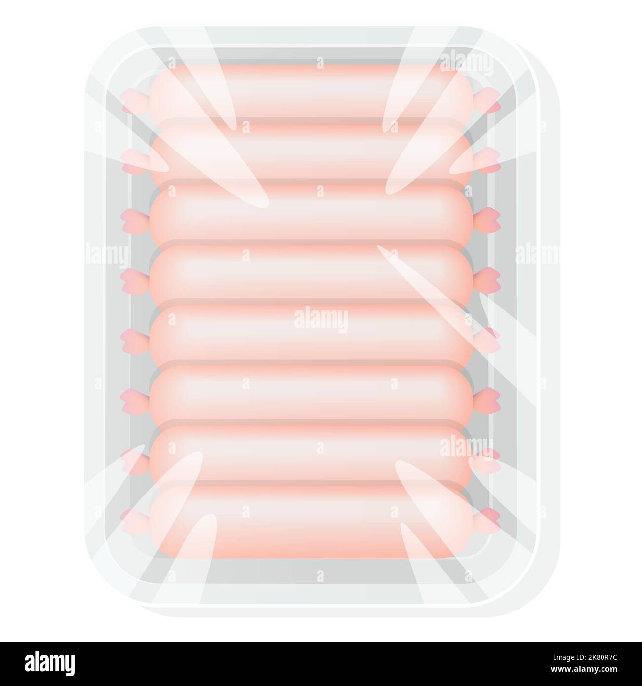 White plastic container for food. Packaging for meat and sausage. Vector illustration Stock