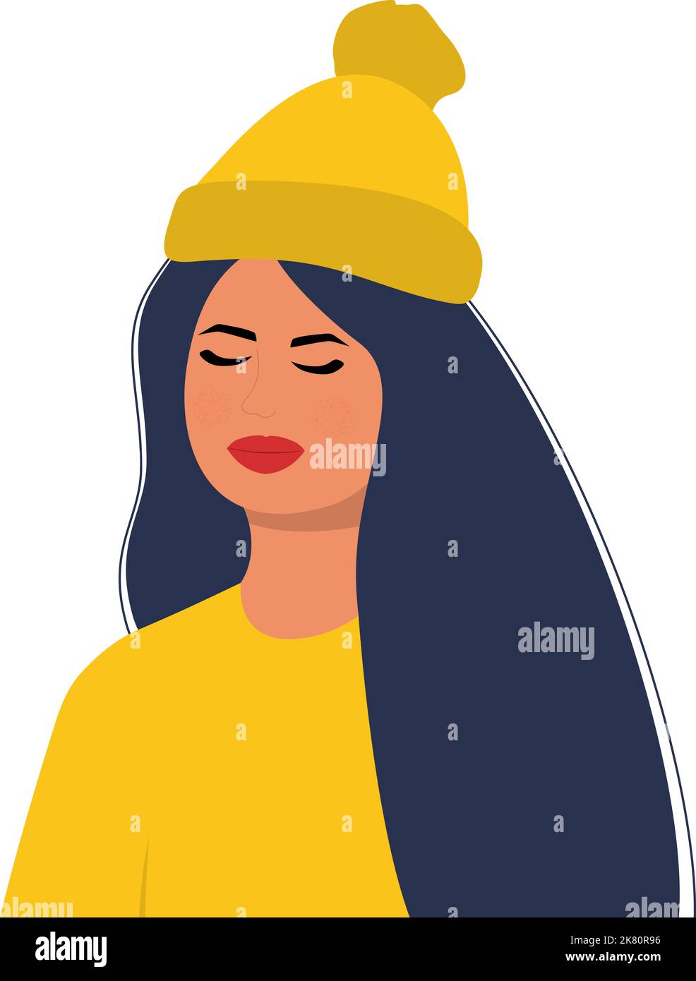 Young woman in a hat. Vector illustration Stock Vector Image & Art - Alamy