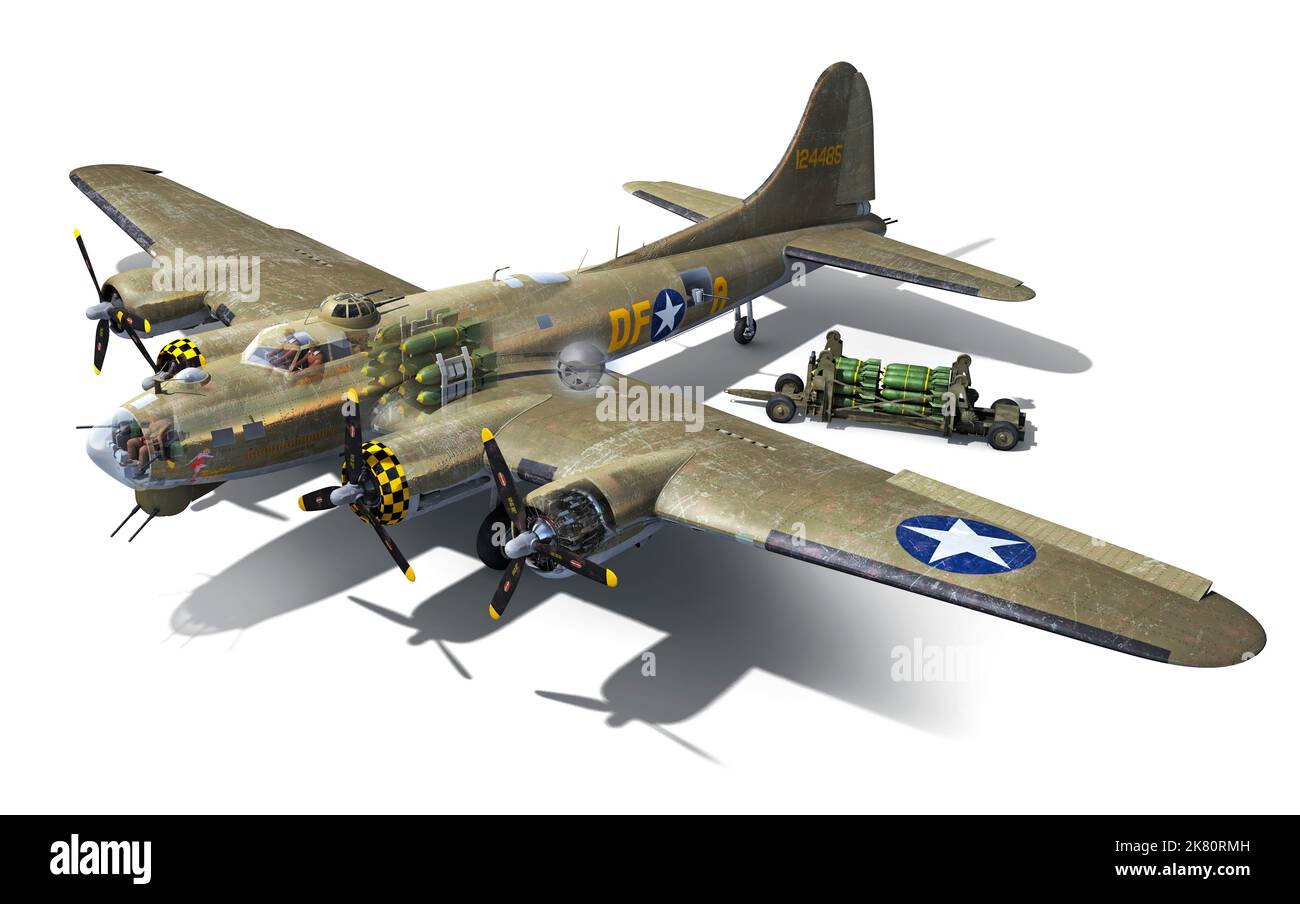 Detailed view of the famous American heavy bomber, B-17 Flying Fortress. Stock Photo