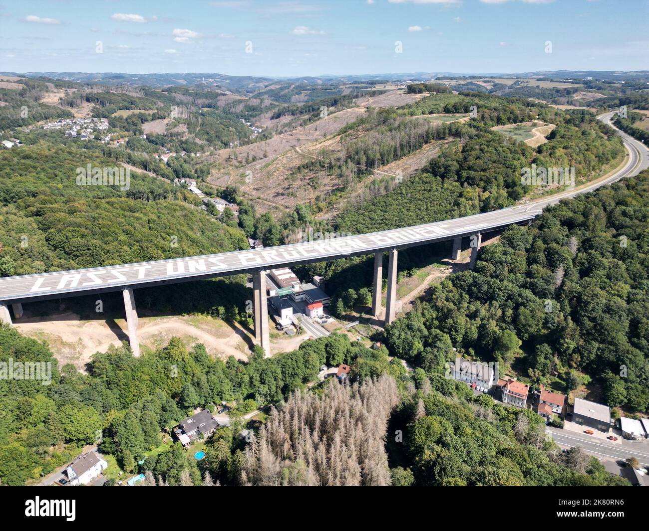 Autobahn-Talbrücke Rahmede; Highway bridge / Viaduct „Rahmede“, A45, Lüdenscheid Stock Photo