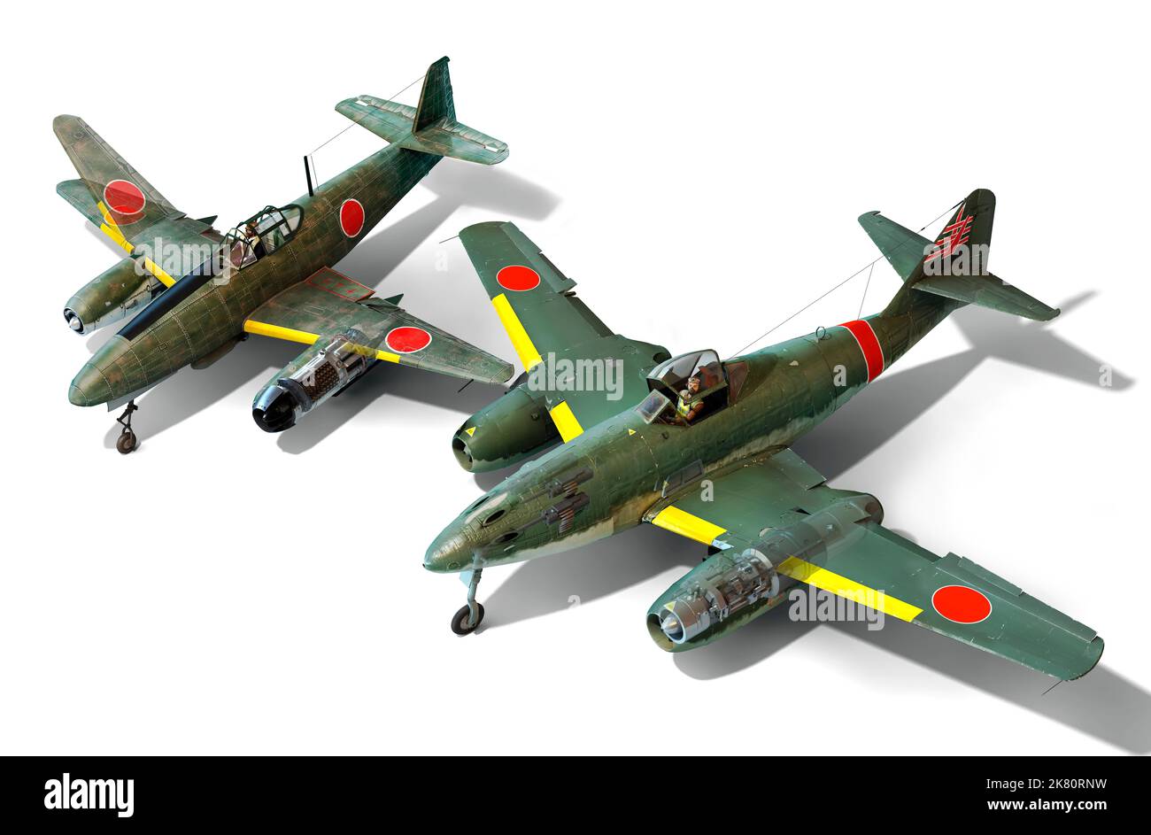Comparison Of Two Japanese Jet Fighters The Kikka And The Karyu Stock 
