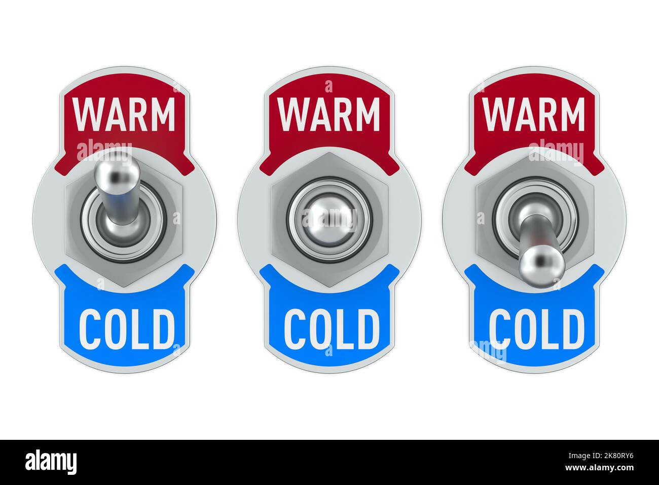 Warm and cold. Toggle switch on white background. Isolated 3D illustration Stock Photo