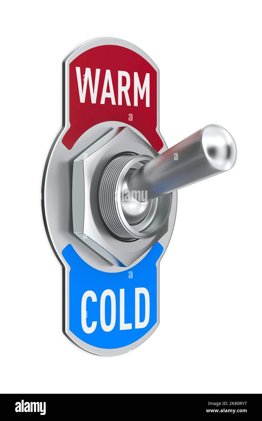 Warm and cold. Toggle switch on white background. Isolated 3D