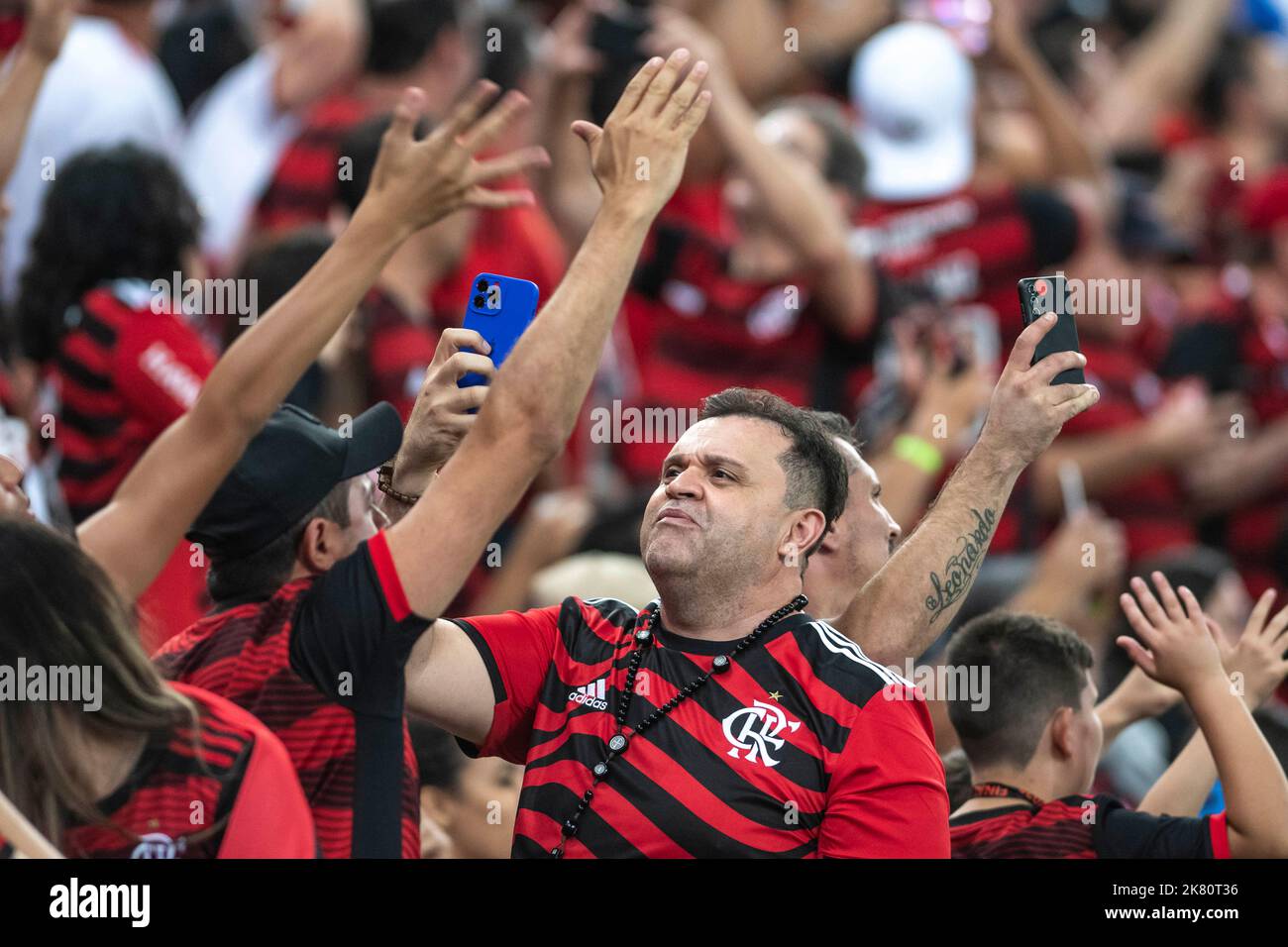 Rio, Brazil - October 19, 2022: Fans in match between Flamengo vs Corinthians by second match of final round of Brazilian Cup in Maracana Stadium Stock Photo