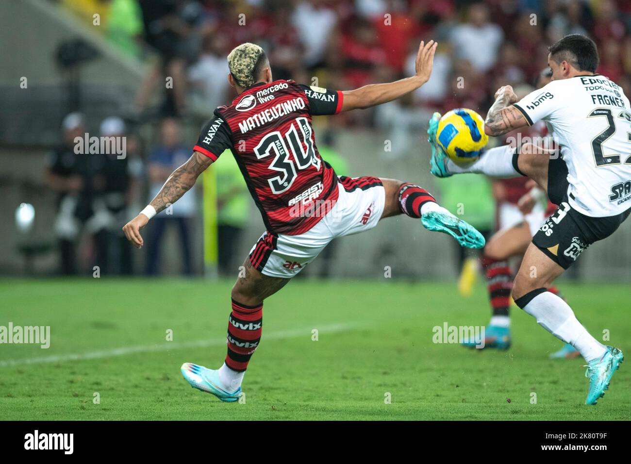 Rio, Brazil - October 19, 2022: Matheuzinho player in match between Flamengo vs Corinthians by second match of final round of Brazilian Cup in Maracan Stock Photo