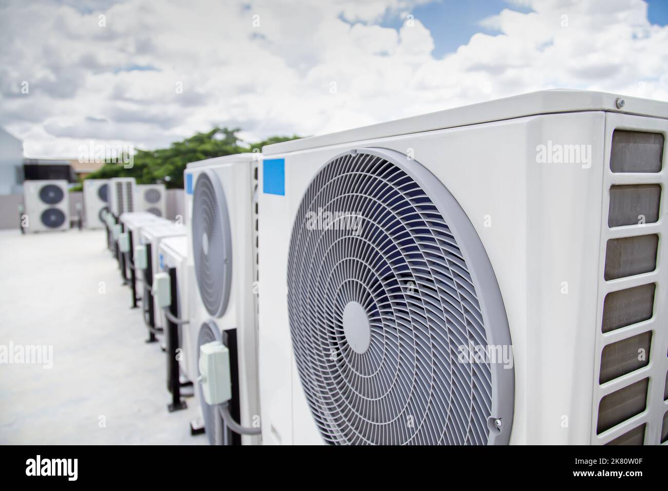 Air conditioning (HVAC) installed on the roof of industrial buildings