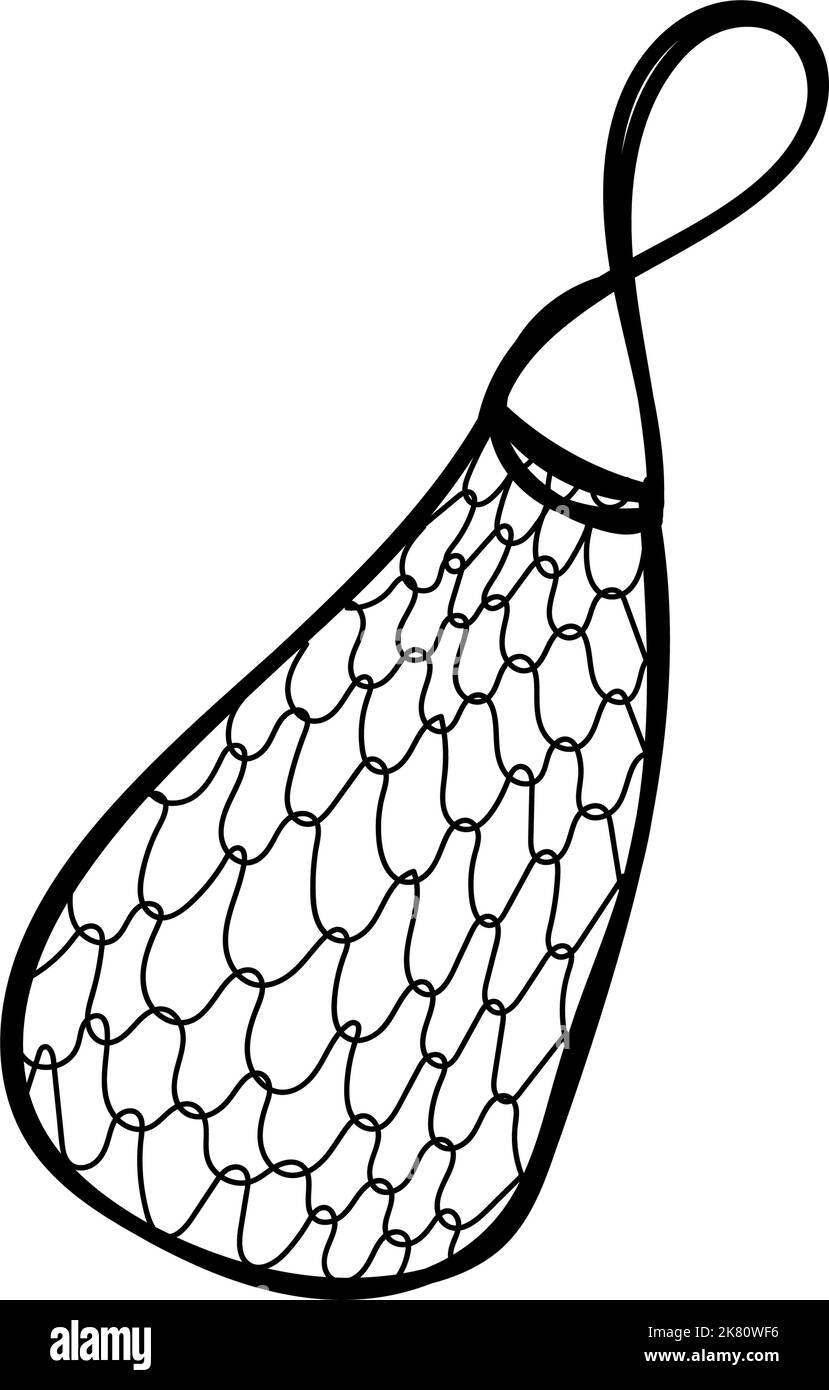 Handdrawn doodlestyle grid bag. Ecology. Mesh bag for fruits and