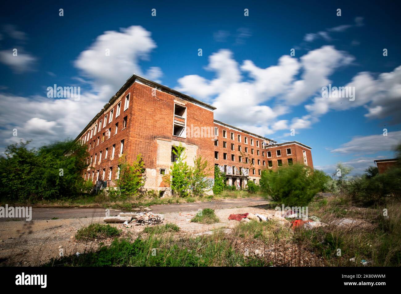 Abandoned brick building at blue sky Stock Photo - Alamy