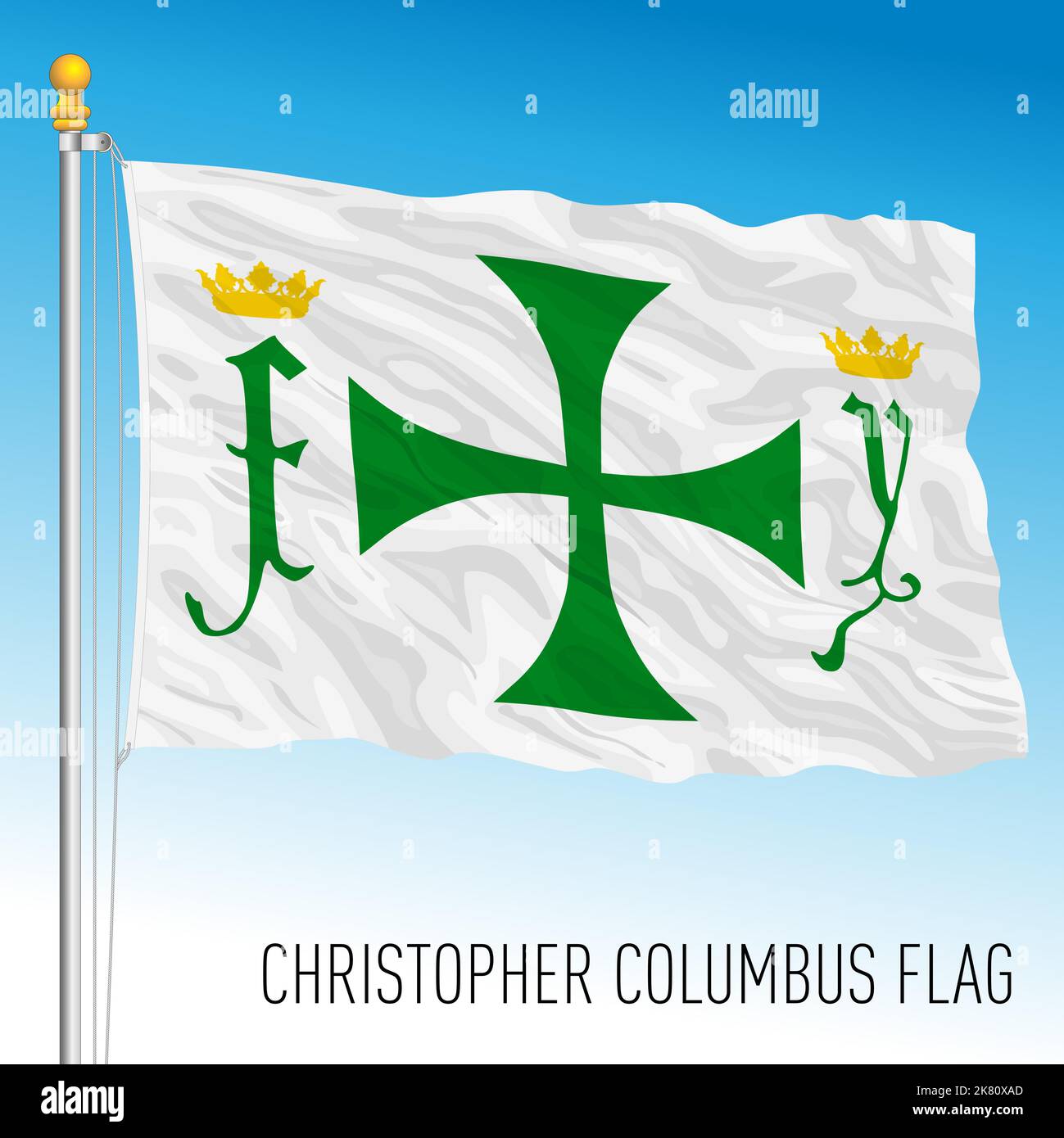 Christopher Columbus historical flag, famous navigator and discoverer