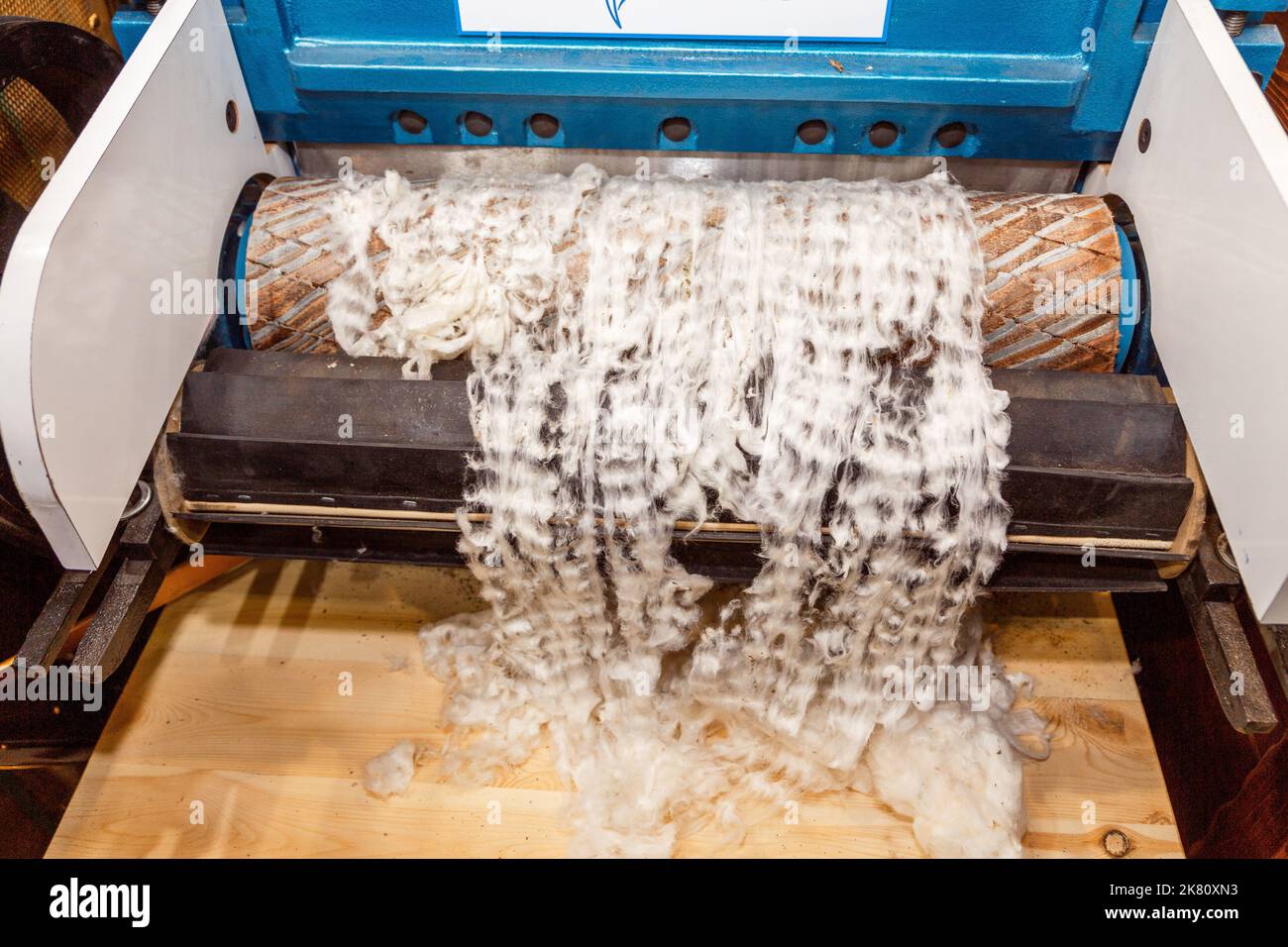 Cotton carding machine. Detail of Carding area Stock Photo Alamy