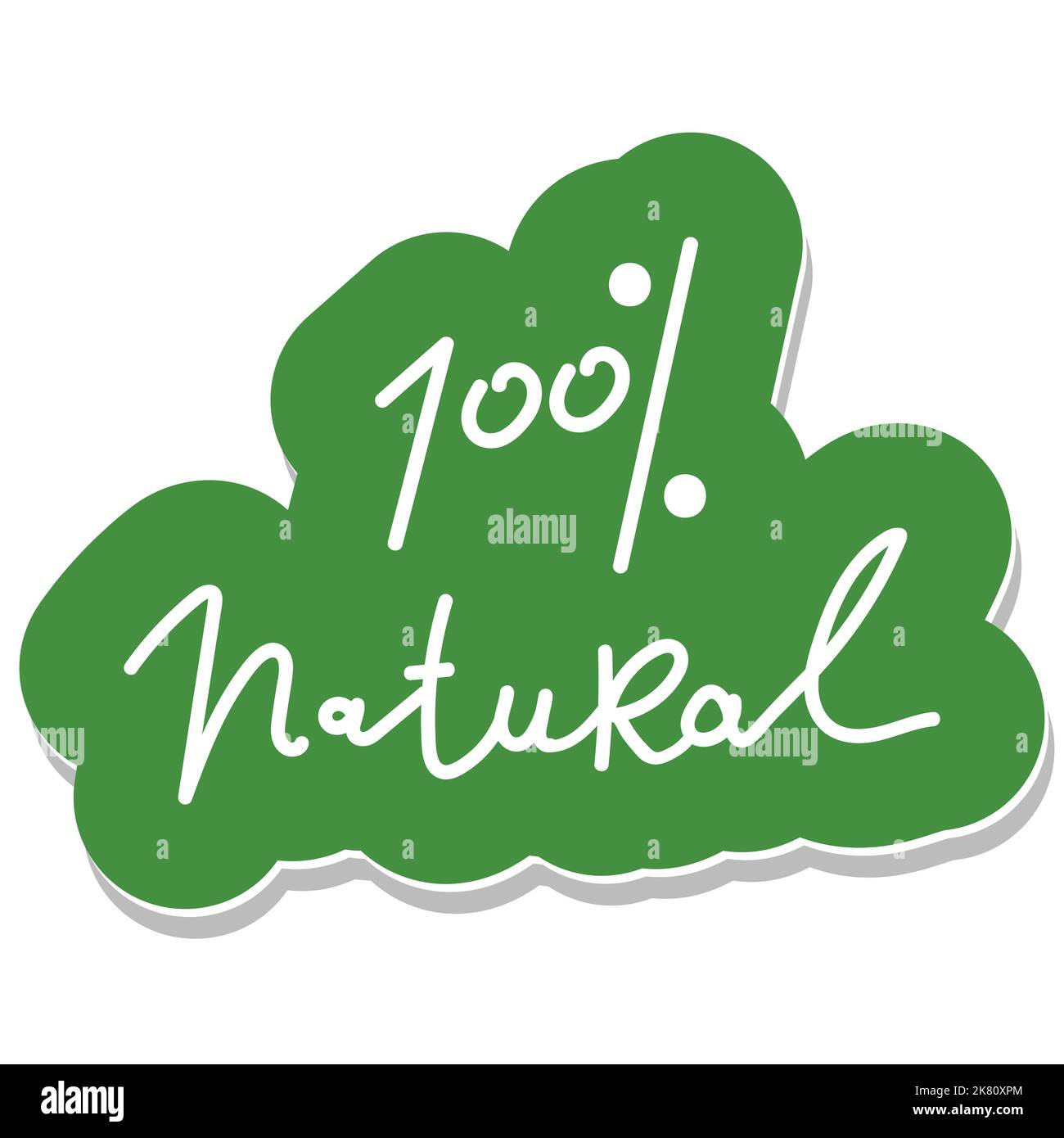100 natural green lettering sticker with brushpen calligraphy. Eco ...