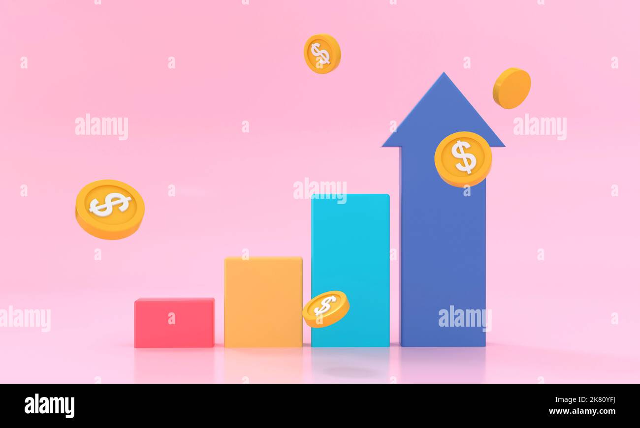 3d rendering economic stock market growth or decline concept ...