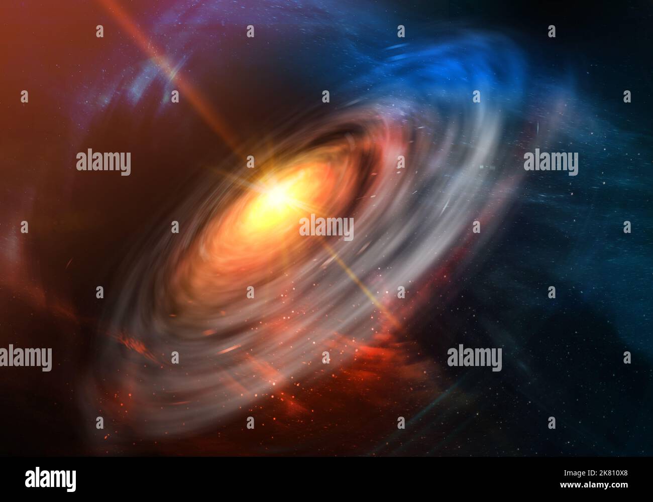 Evolution of spiral galaxies, stars and galaxies in outer space background showing the beauty of space exploration Stock Photo