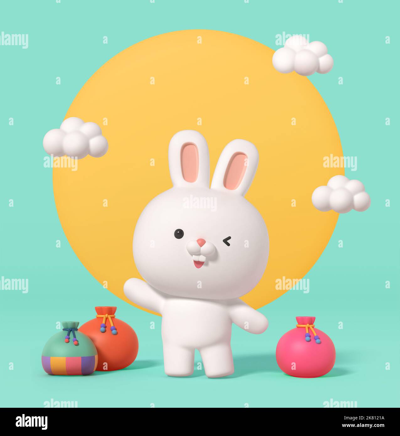 year 2023 rabbit character circle frame 3d graphic Stock Photo Alamy