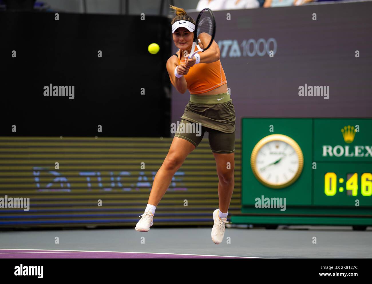 Bianca Andreescu of Canada in action during her firstround match at