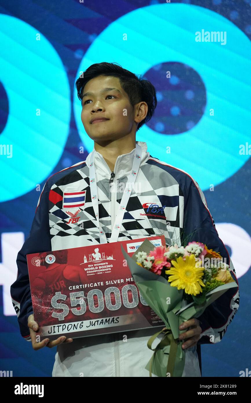 ISTANBUL, TURKEY - MAY 19, 2022: Jitpong Jutamas in awards ceremony of IBA Womens World Boxing Championships Stock Photo