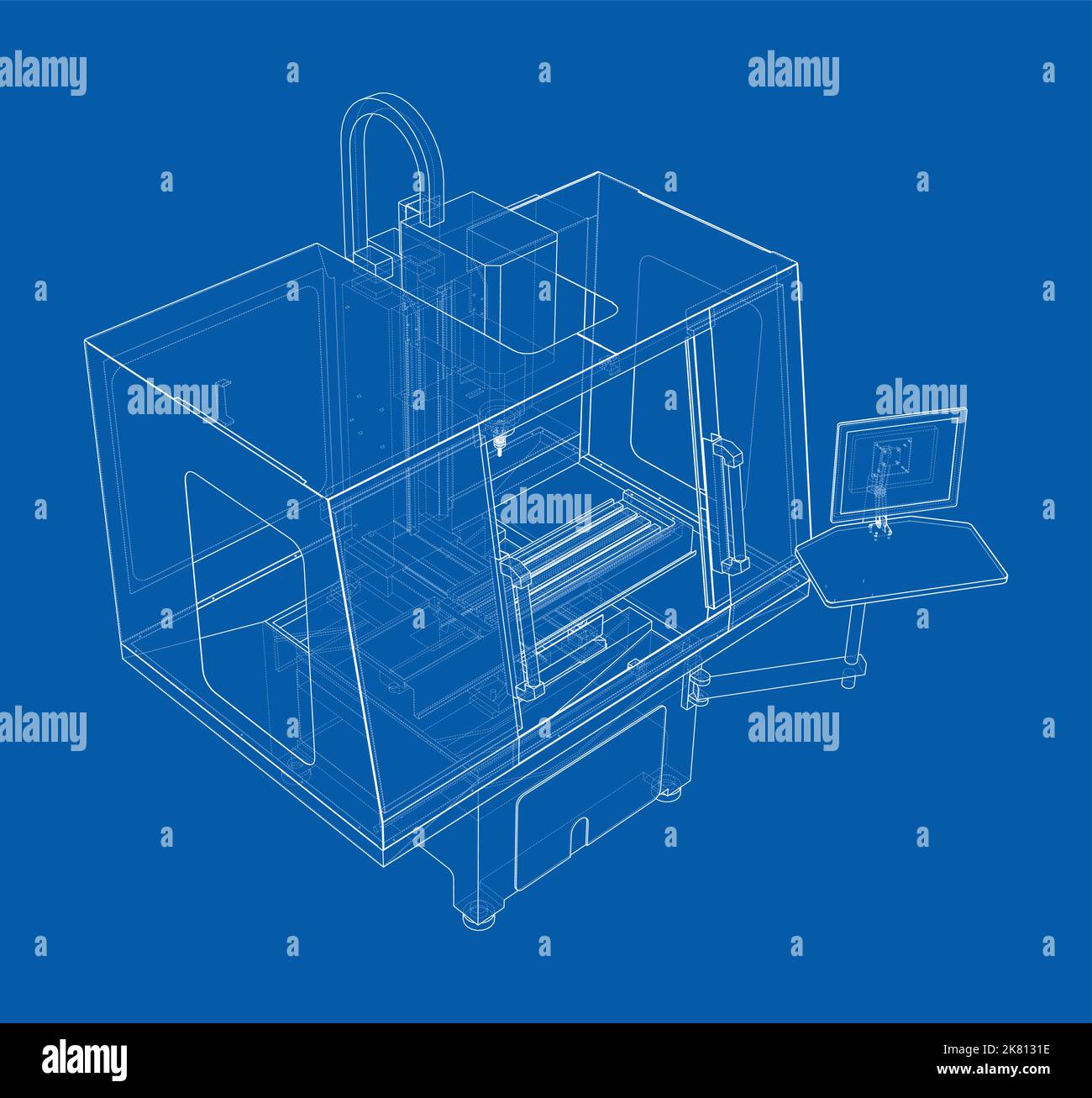 Metalworking CNC milling machine. Vector Stock Vector