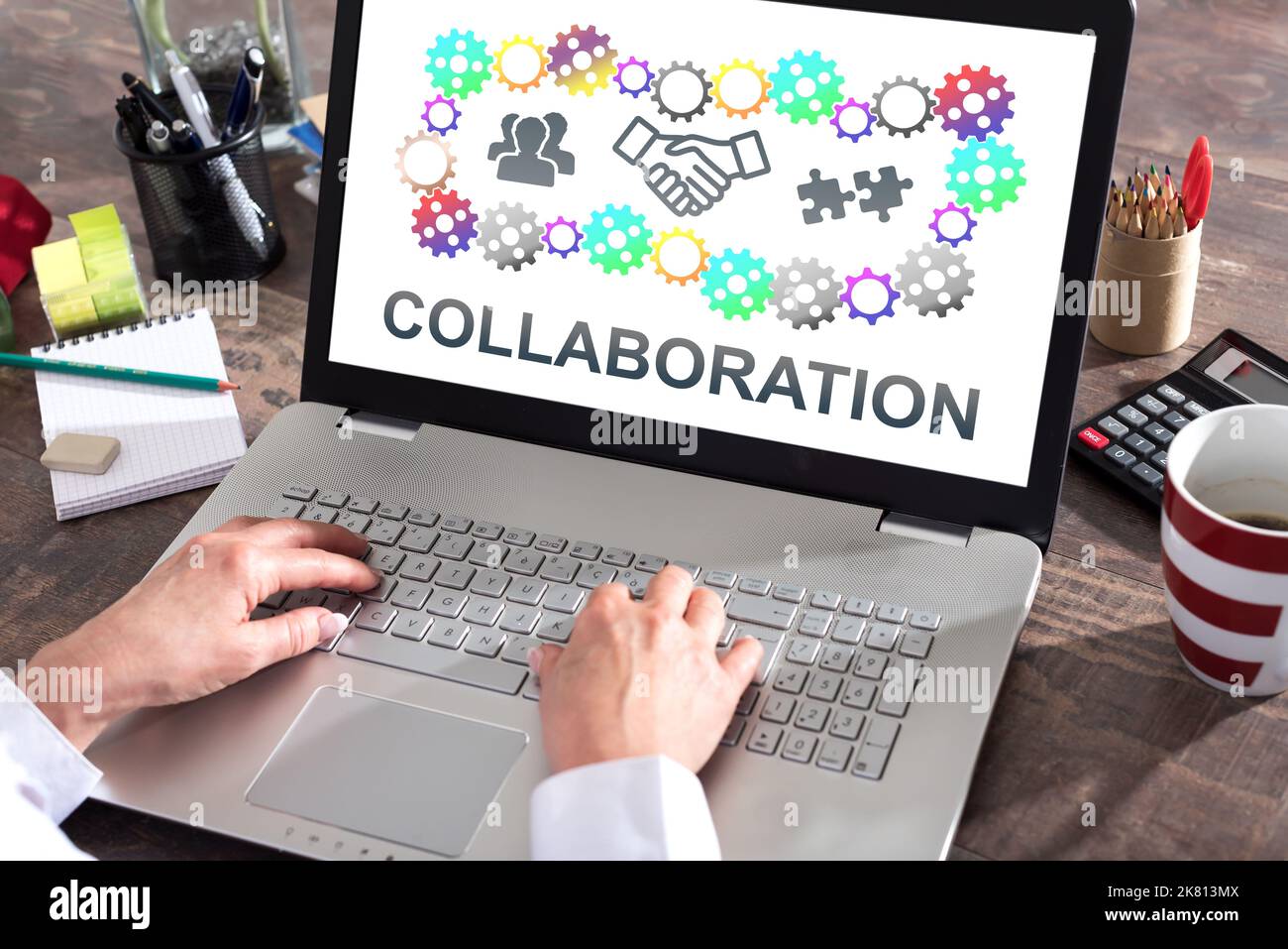 Collaboration concept shown on a laptop screen Stock Photo