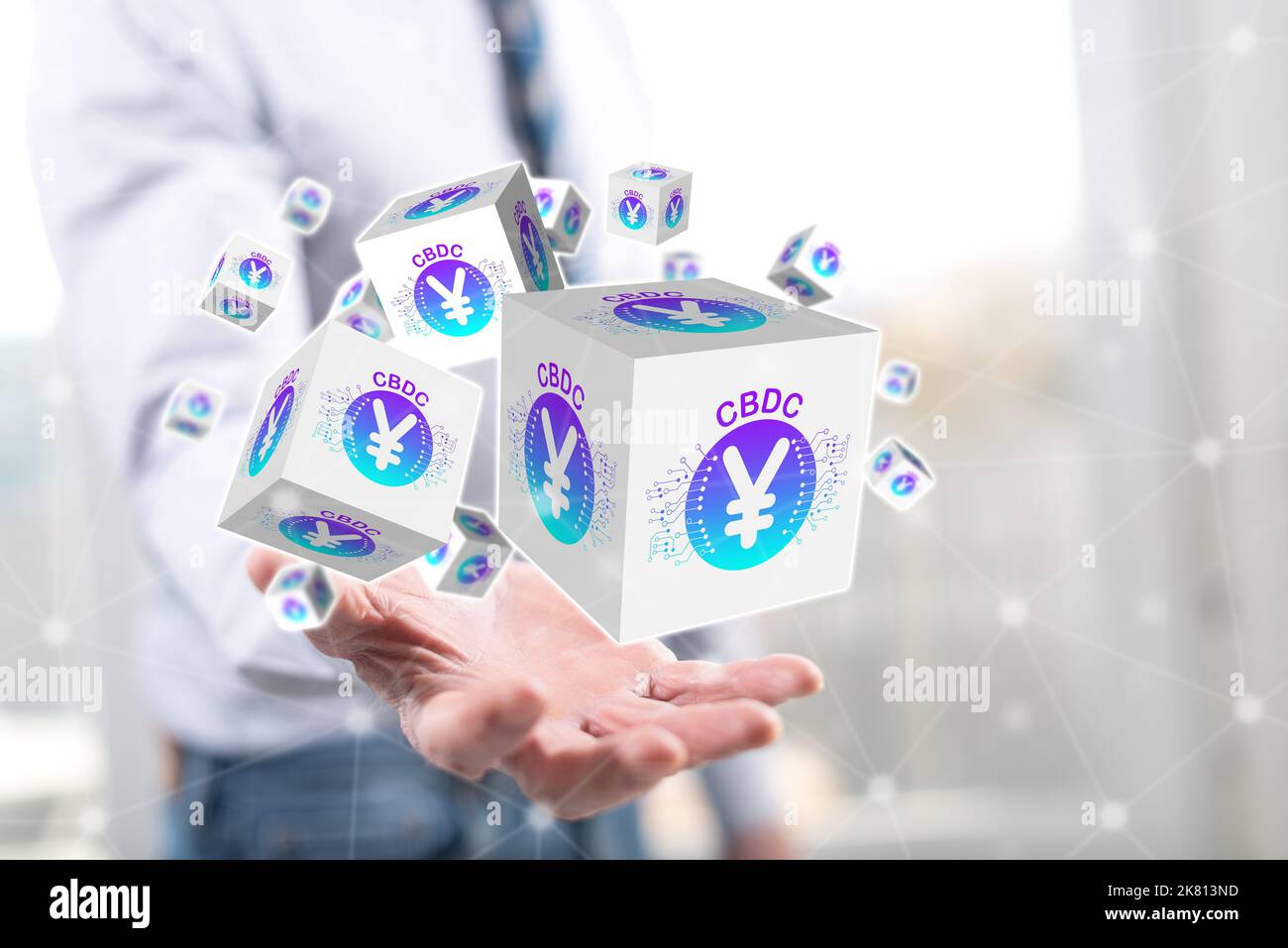 Cbdc concept above the hand of a man in background Stock Photo - Alamy