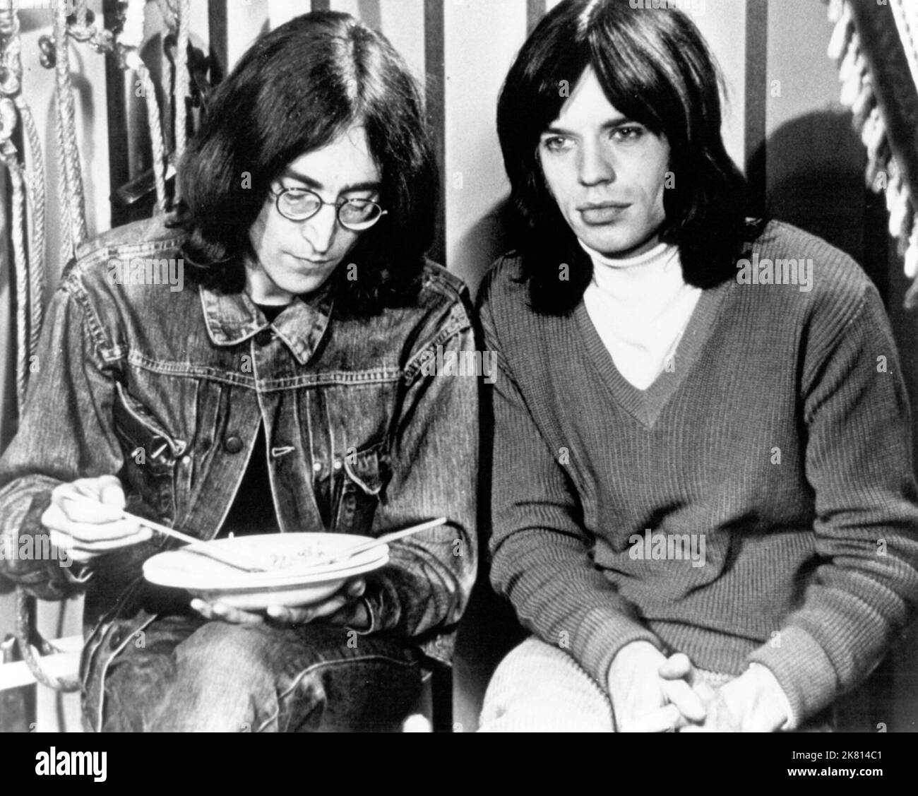 MICK JAGGER and JOHN LENNON in THE ROLLING STONES ROCK AND ROLL CIRCUS