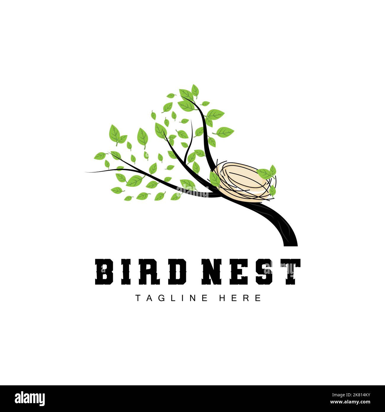 Bird's Nest Logo Design, Bird House Vector For Eggs, Bird Tree Logo