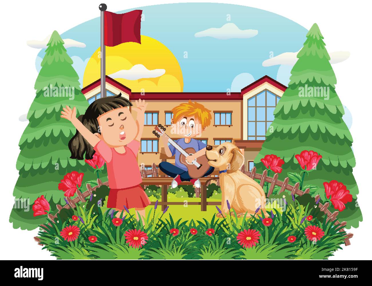 A girl singing in the garden illustration Stock Vector Image & Art Alamy