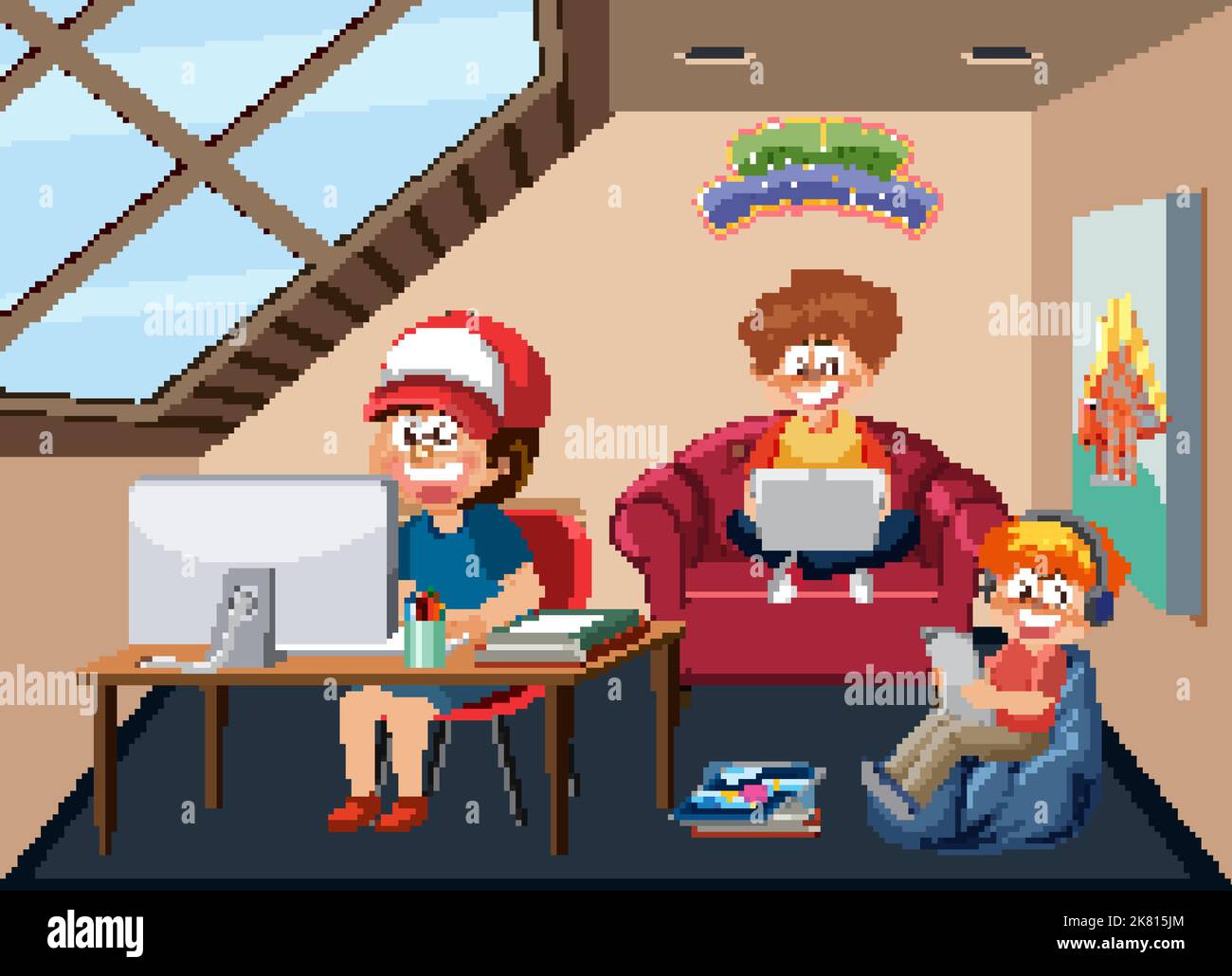 Online learning at home illustration Stock Vector Image & Art - Alamy
