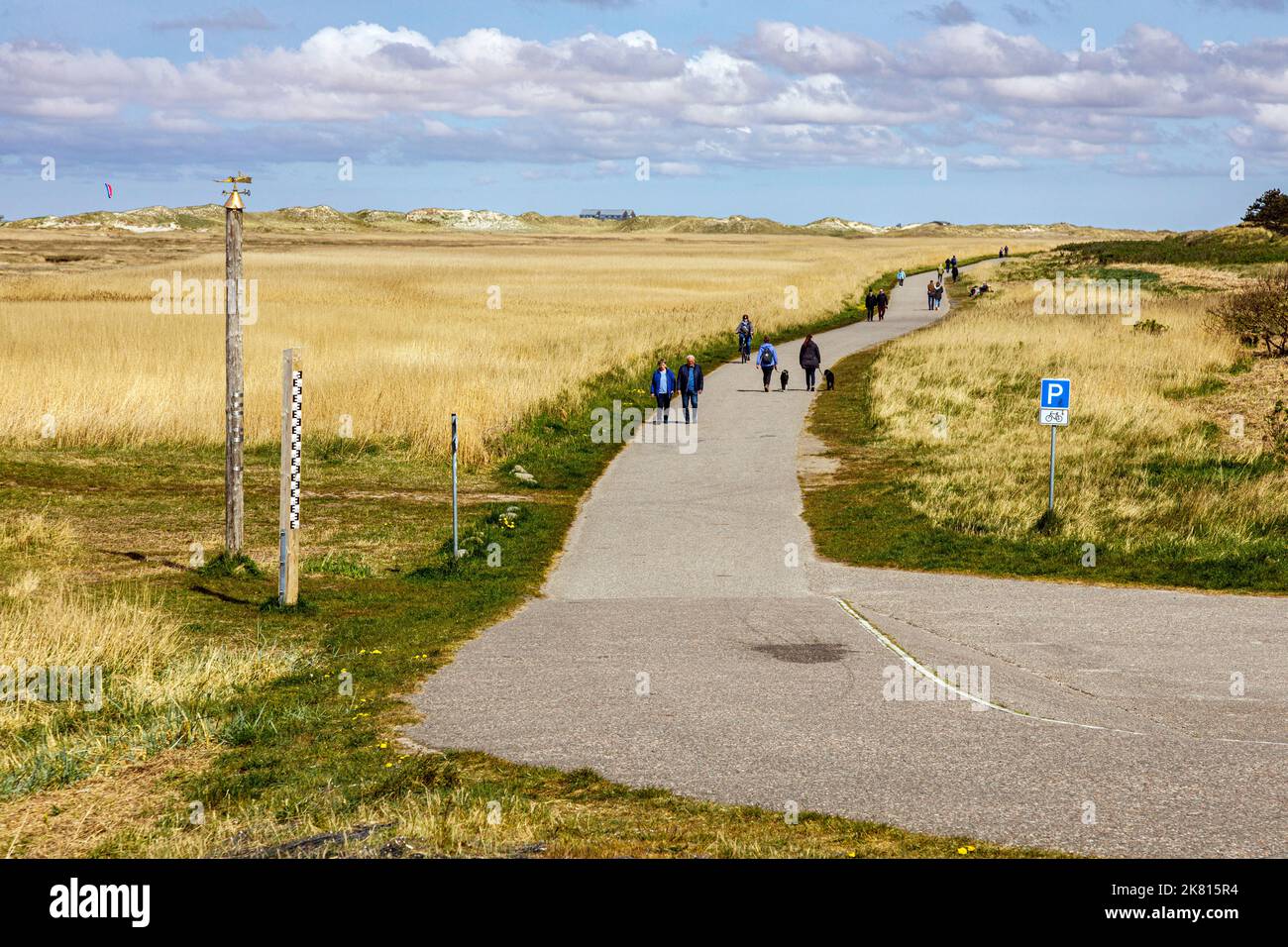 Hiking trail through the dune landscape in Sankt Peter-Ording Stock Photo