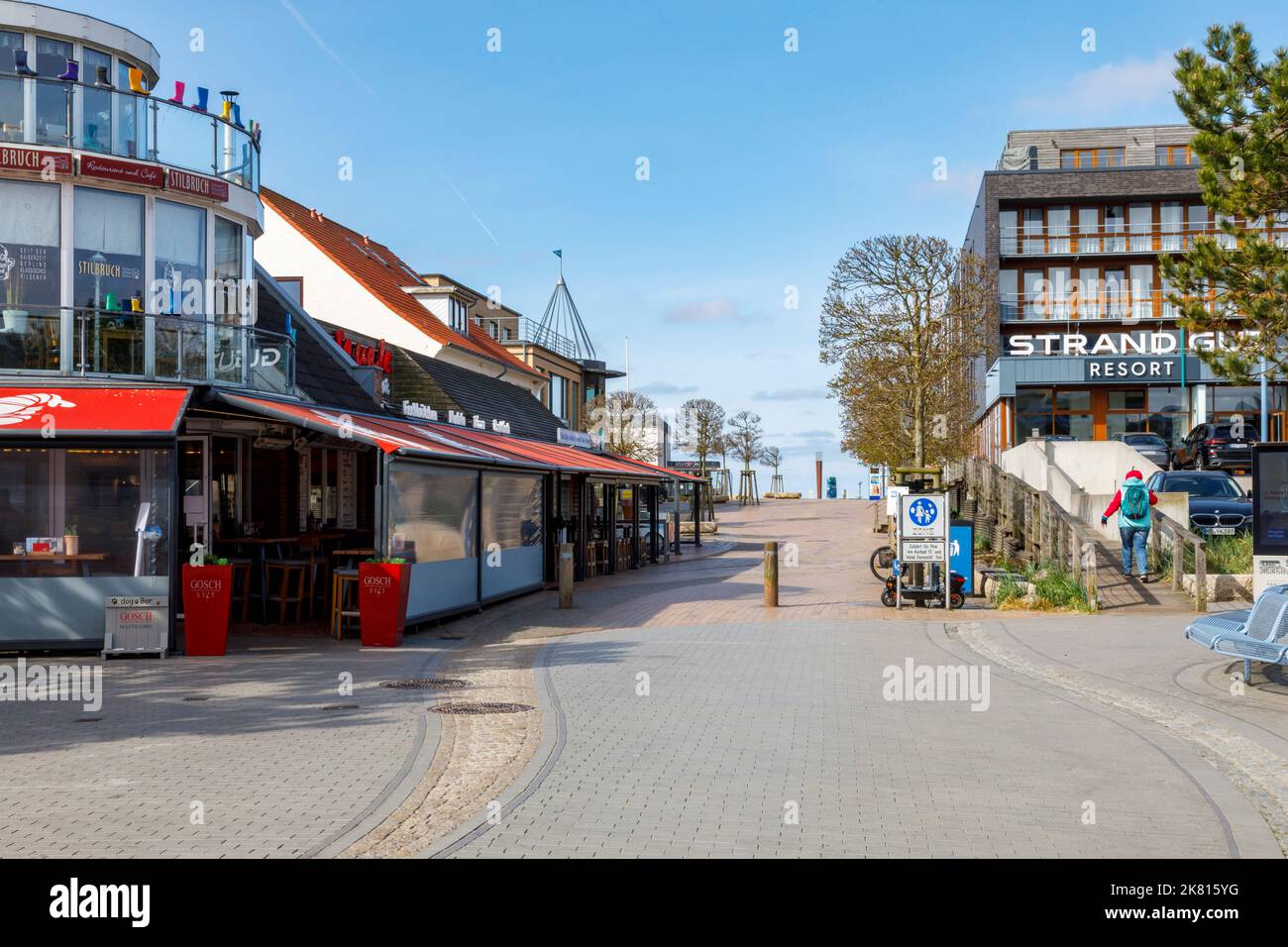 Sankt Peter-Ording, pedestrian zone to the pier Stock Photo