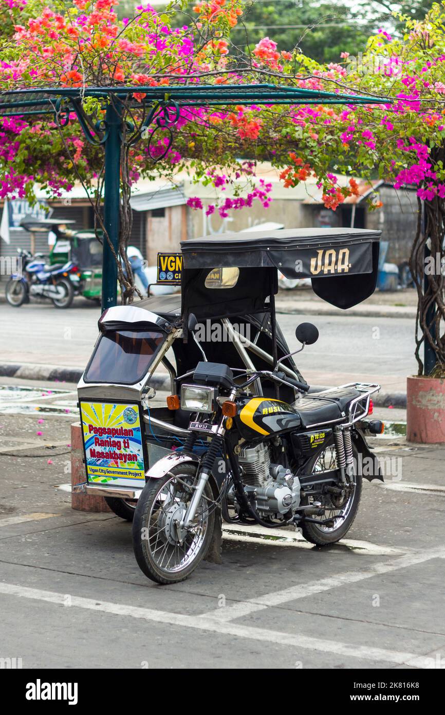 A tricycle at a terminal in Vigan City, Philippines Stock Photo