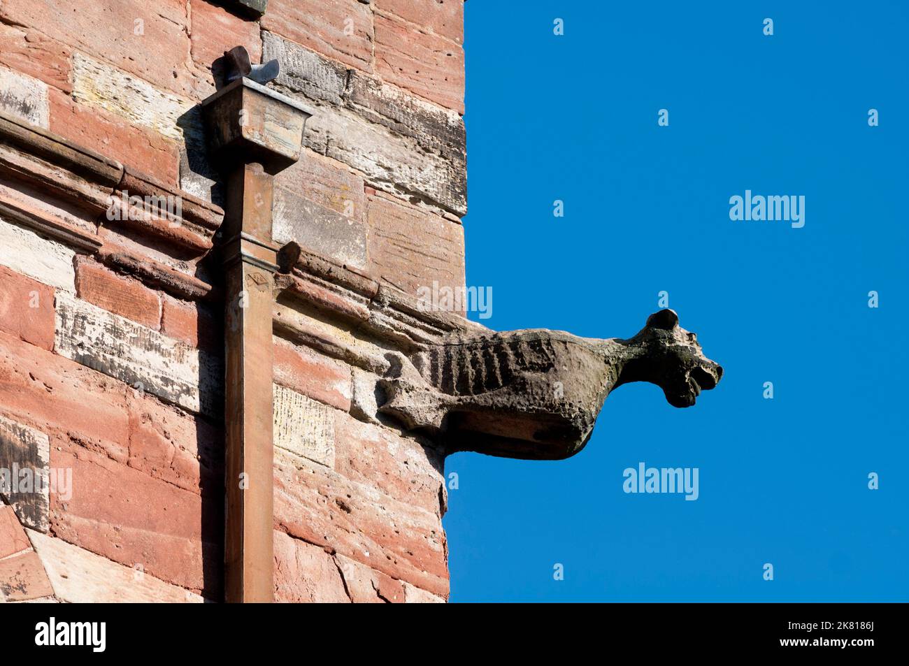 A gargoyle on St. John the Baptist Church, Lea Marston, Warwickshire ...