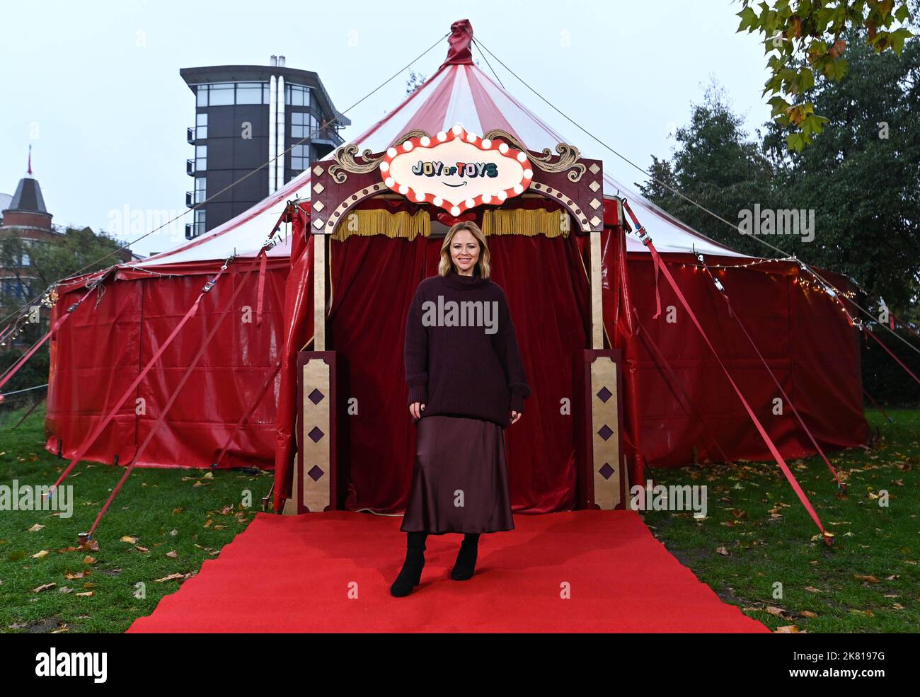 EDITORIAL USE ONLY Kimberley Walsh unveil Amazon's Joy of Toys tent in